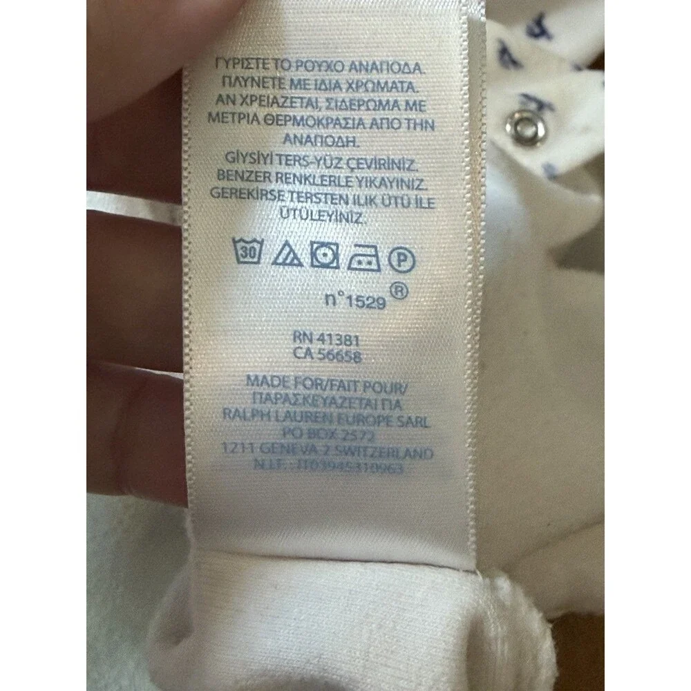 Ralph Lauren White Fleece Deer Print Footed One‎ Piece Bodysuit Baby 6 months